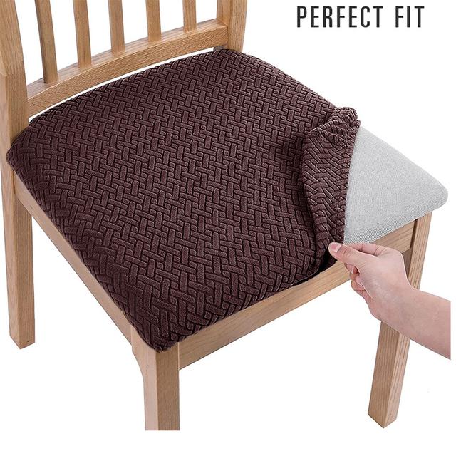 Съемный чехол на сиденье обеденного стула, жаккардовые чехлы на обеденный стул, эластичный чехол для подушки сиденья, чехол для кухонных стульев