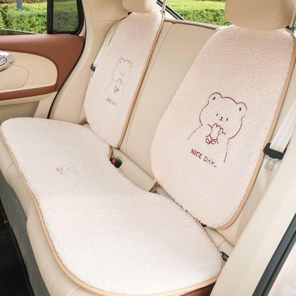 Cartoon Winter Seat Cushion Anti Slip Bear Car Cushion Durable Car Warm Seat Cushion Drive