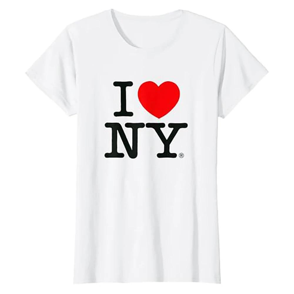 Unisex Women I Love NY New York Graphic T-shirt Girl Y2K Harajuku Black Pink Red New Tee Tops Female Funny Clothes Gift