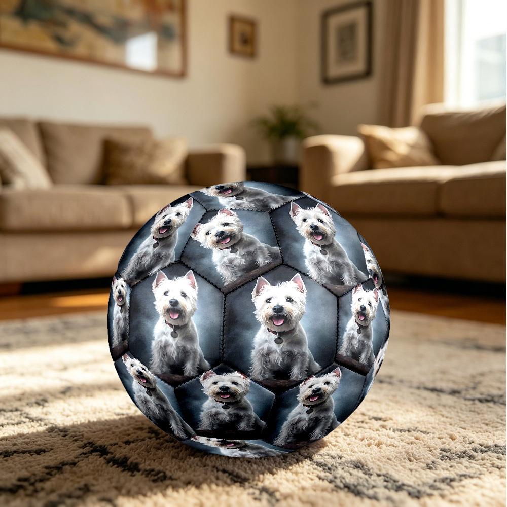 1pc White Terrier Portrait Size 5 Soccer Ball Professional Match Training Football Indoor &Outdoor Sports Ball Lightweight Durable c6516