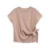 Kaslead New Arrival Women's Fashion Style Multi-Color Bow Tie Soft round Neck Short Sleeve Hoodie 0858673