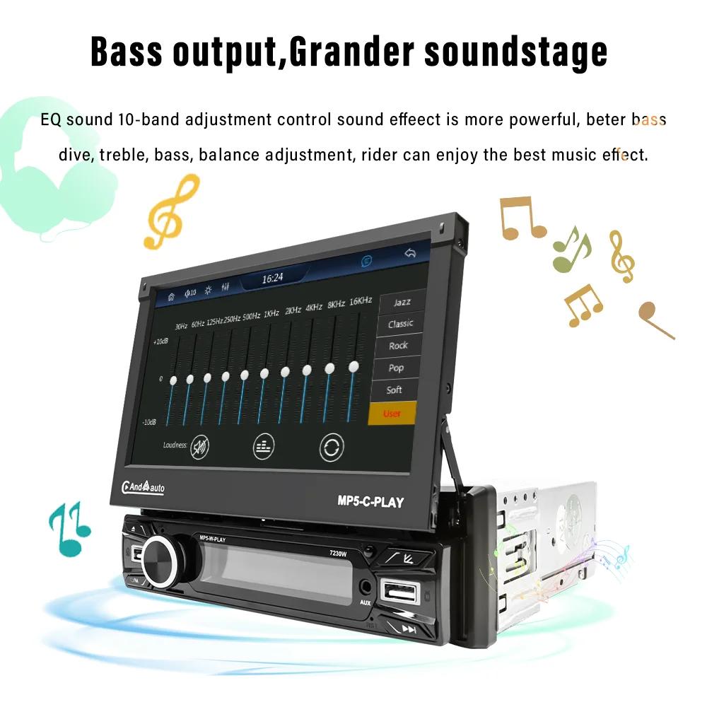 1 Din стерео 7 дюймов выдвижной экран Carplay Android Auto Мультимедиа Видео MP5 Плеер BT FM USB Android Головное устройство