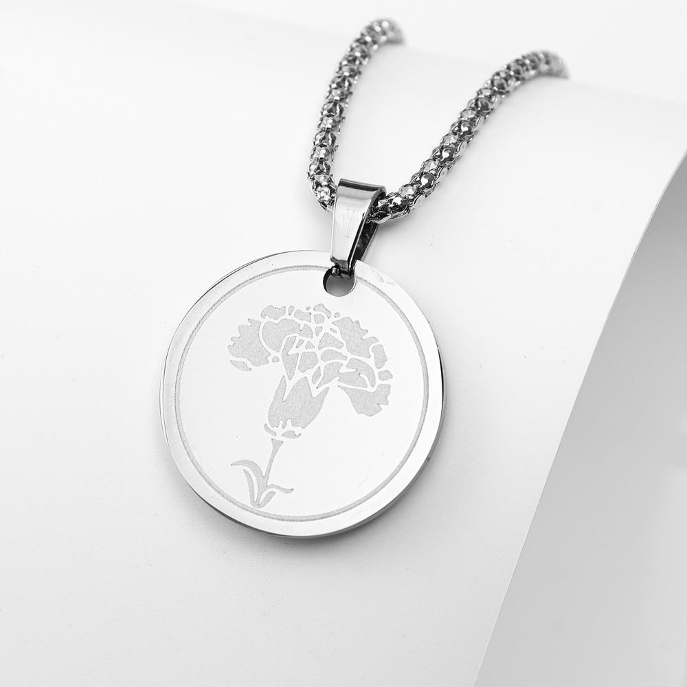 New Plant Flower Pendant Fashionable Titanium Steel Round Necklace Jewelry