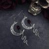 Cross-Border Gothic Ruby Moon Snake Pendant Vintage Earrings