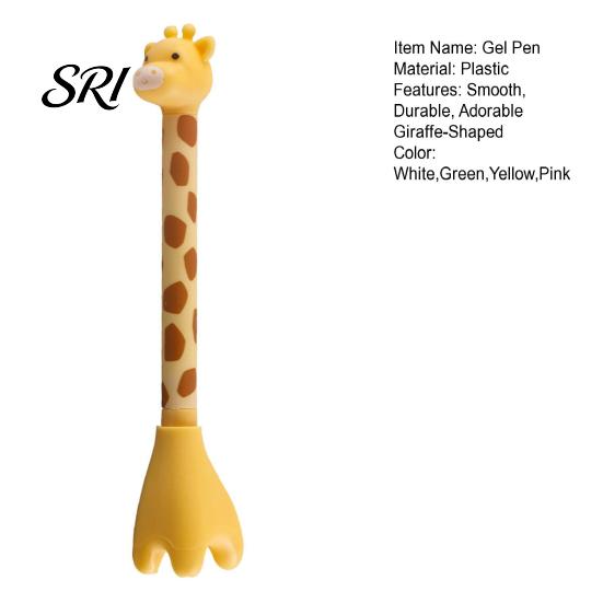 Novelty Gel Pen 2pcs Giraffe Shape Cute Cartoon Animal Even Ink Distribution Creative Pedestal Design for School Students Party Office Comfortable