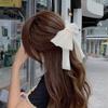 Elegant White Satin Bow Hair Clip Women 2025 Korean Style Mesh Clamp With Ribbon Detail
