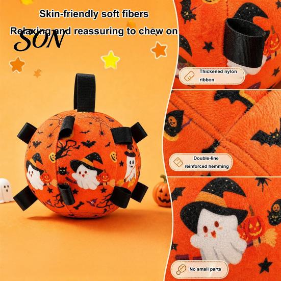Dogs Interactive Tug Toys Squeaky Dog Chew Ball Toy for Halloween, Bite Resistant Plush Toy, Pet Teething Small Medium Large Breeds