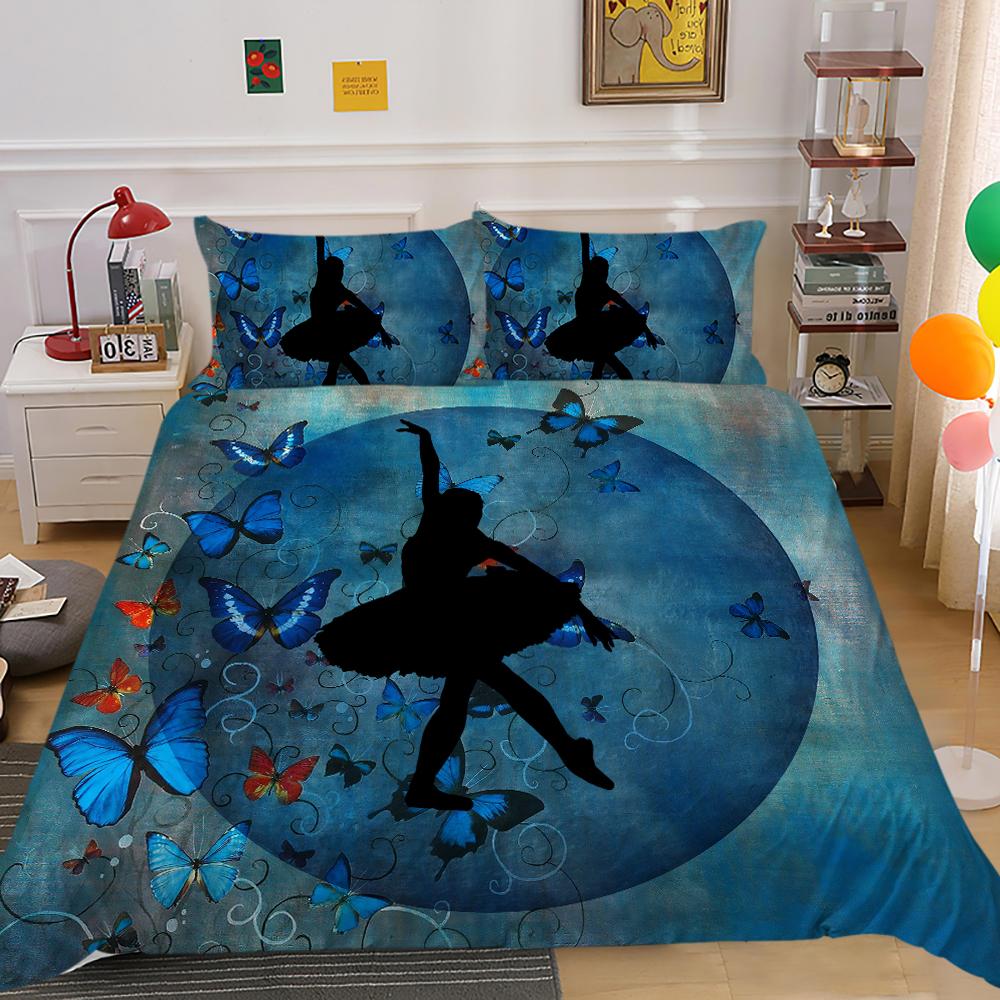 Роскошный домашний комплект постельного белья с 3D танцевальным узором, полноразмерное пододеяльник и наволочка, моющееся удобное постельное белье для спальни с принтом теней для танца