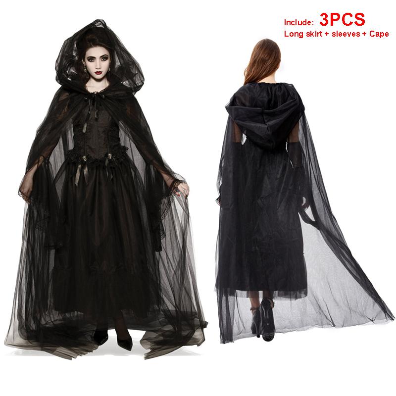Женская сексуальная юбка, маскарадные платья, костюм фэнтези, черная ведьма, косплей