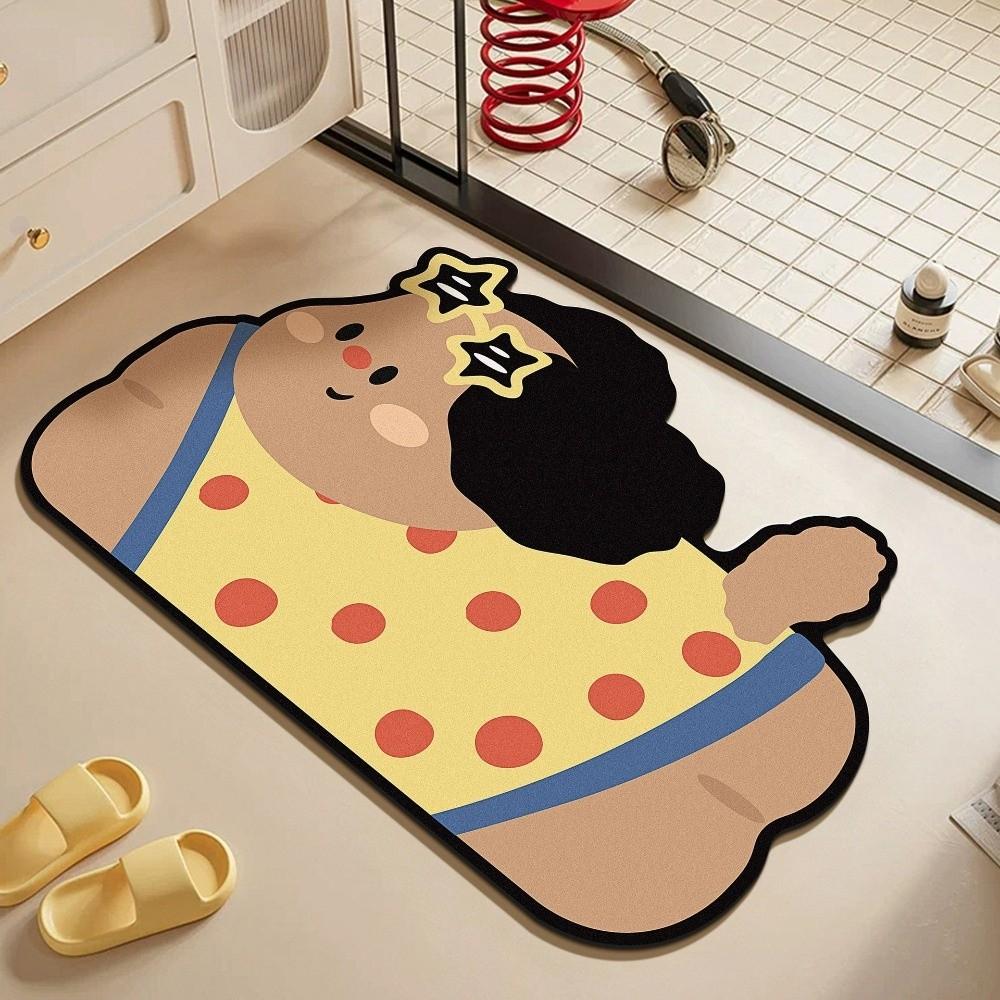 Non-Slip Bathroom Floor Mat Cartoon Decorative Door Mat Creative Diatom Mud Mat Bathroom Area