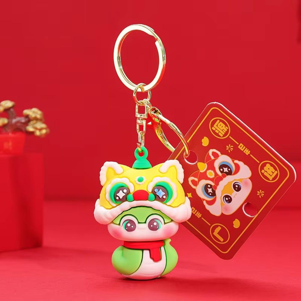 Resin Lucky Snake Key Ring Blessing Chinese New Year Pendant Creative Snake Year Keychain Family