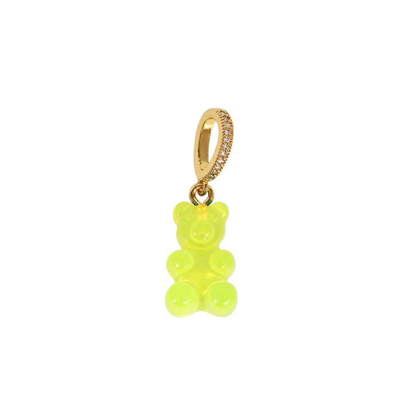 Европейское и американское ожерелье с подвеской в виде разноцветного мармеладного мишки в форме сердца с золотым покрытием для мужчин и женщин: Корейский горячий стиль