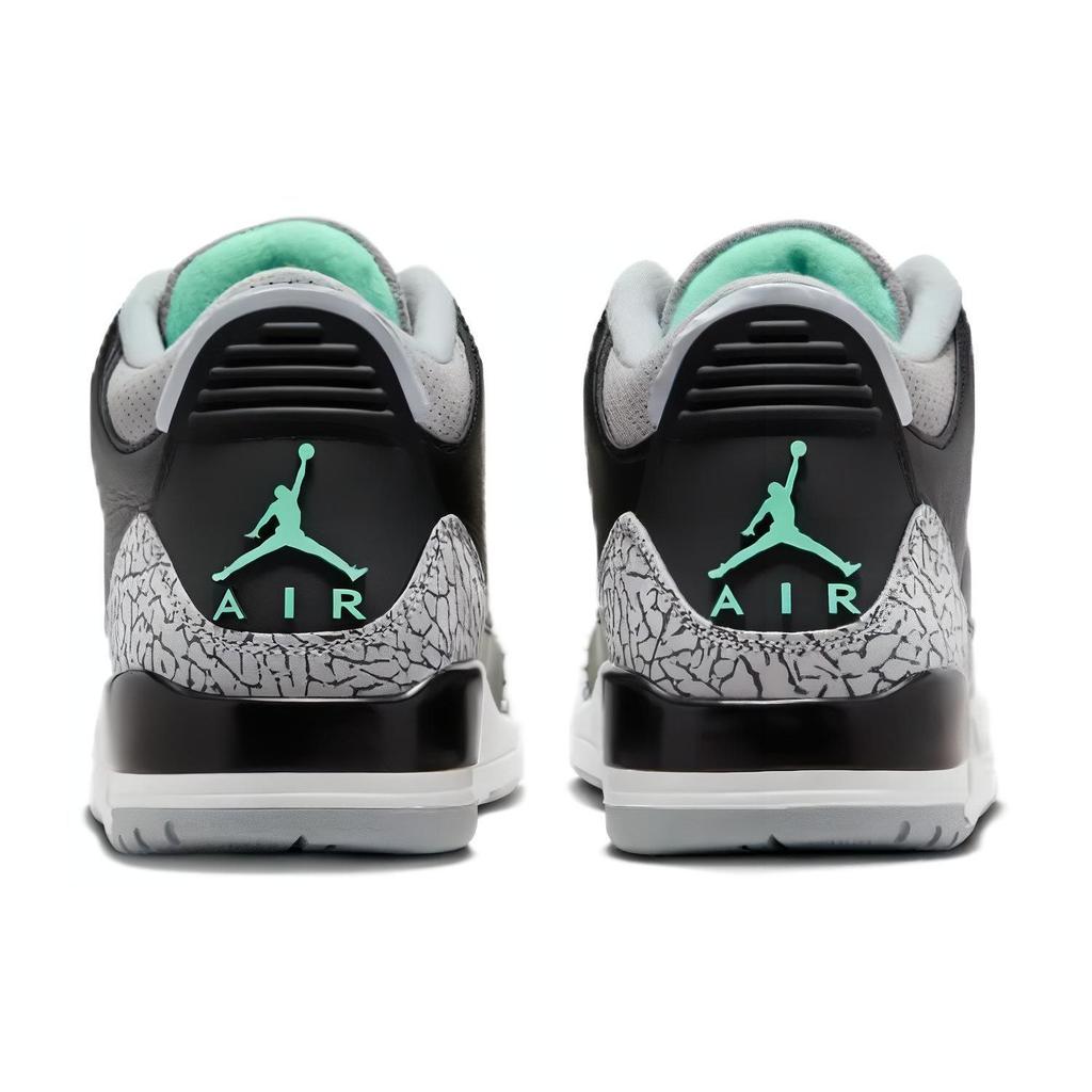Мужские кроссовки Air Jordan 3 Retro Green Glow черные волчье-серо-белые CT8532-031