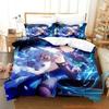 New Anime Game Yelan Genshin Impact Bedding Set Cartoon Anime Three-piece Set Adult Kid Bedroom Duvet Cover Sets 3D Kawaii Girls
