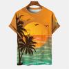 Мужская гавайская пляжная футболка с 3D-принтом, летняя повседневная футболка с коротким рукавом и круглым вырезом, топы, футболки с графикой пальм