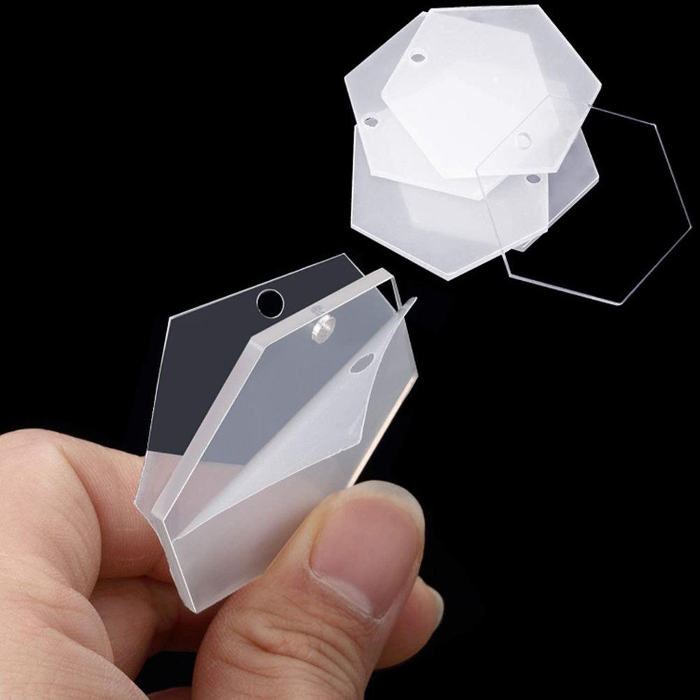 24 Pcs Acrylic Keychain Blanks Clear Acrylic Blanks Hexagon Shape Plain Acrylic and 24 Pcs Metal Key Rings for DIY