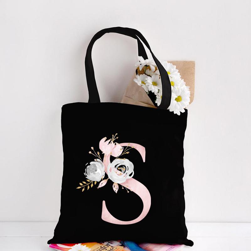Холщовая большая сумка с цветочным узором с буквами, шопинг, путешествия, женские эко многоразовые сумки через плечо