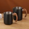 600/1000ML Milk Frothing Pitcher with Precise Scale Wooden Handle Dripless Spout Stainless Steel Latte Coffee Cup Milk