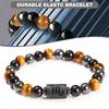 12 Constellations Yellow Tiger Eye Stone Black Fashion Bracelet Adjustable Elastic Rope Beaded Bracelet Jewelry Gift for Men Women