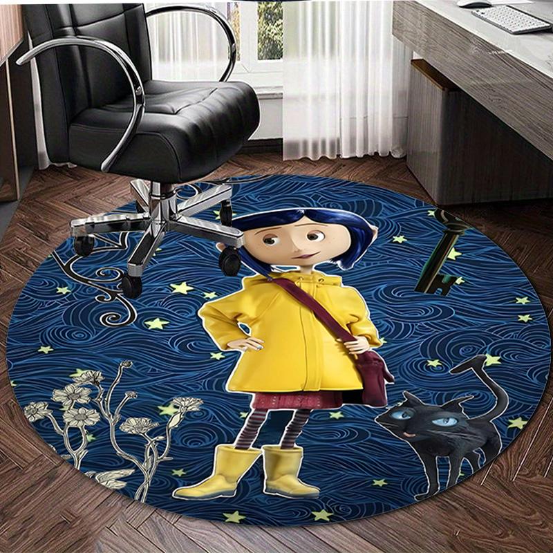 1pc Coraline (5) Design Printed Area Round Carpet for Bedroom Living Room Home Decor Rugs Mat Non Slip Mat Rug for Bedside