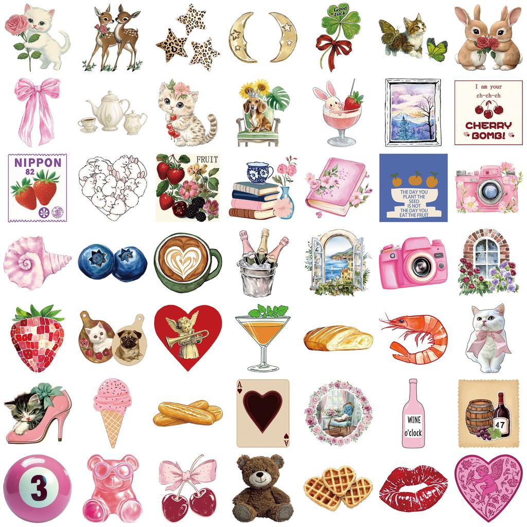 50 Pink Aesthetic Aesthetic Graffiti Stickers Guitar Laptop Suitcase DIY Waterproof Stickers