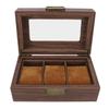 Wooden Watch Box 3 Slots Metal Hinges Natural Vintage Pattern Watch Display Case for Watches Brown