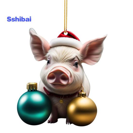 Рождественский кулон очаровательный мультяшный поросенок в форме рождественской елки подвесное украшение для дома праздничные украшения