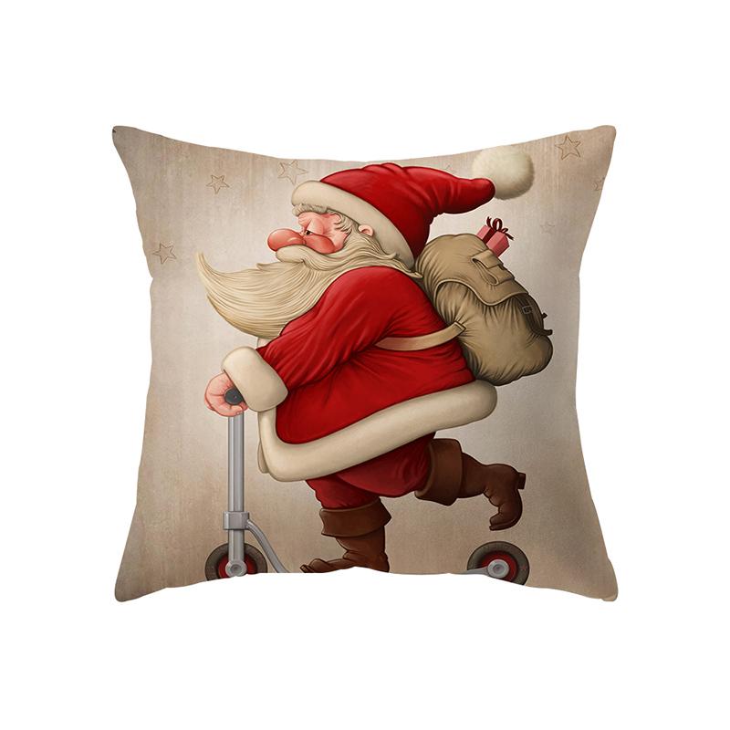 Santa Claus Christmas Theme Printed Pattern Cushion Cover Home Living Room Sofa Decoration Square Pillow Pillow Cover