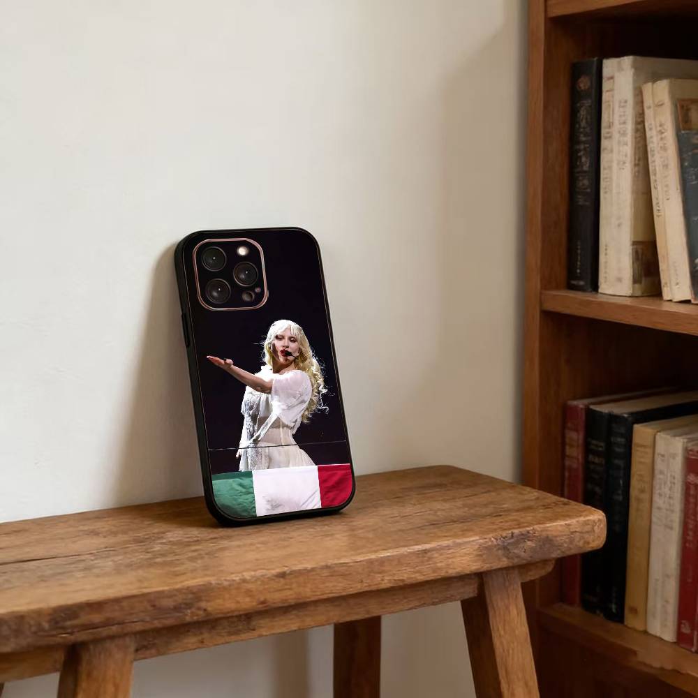 Чехол для телефона Singer L-Lady Gaga Mayhem для iPhone 17,16,15,14,13,12,11 Plus,Pro Max,XS, Мягкий силиконовый черный чехол