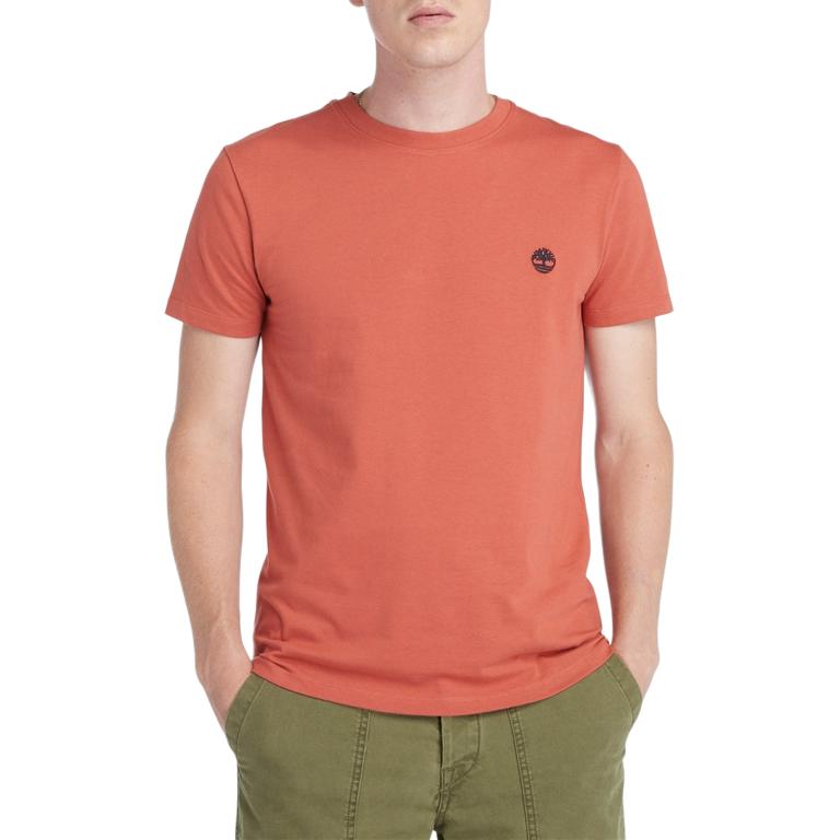 Timberland Круглый вырез горловины вышитый Slim Fit короткий рукав футболка мужские топы оранжевый A2EKJ-EG6