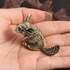 Brass Squirrel Animal Sculpture Ornament Copper Figurine Collectible Mini for Bedroom Home Shelf Car