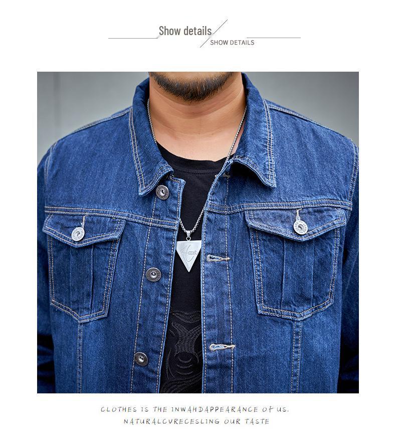Модная мужская джинсовая куртка большого размера - Весна и Осень, Джинсовая рубашка-пальто для полных, Экстра большого размера