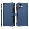For iPhone 16 Plus Leather Case 9 Card Slots Zipper Wallet Stand Phone Cover with Wrist Strap