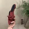 Suede Pointed Sandals and Slippers Women Wear 2025 New Bow Temperament Low-heeled Open-toed Sandals Muller Shoes In Summer.