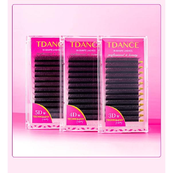 TDANCE M/L Curl 3D/4D/5D W Lashes Eyes 0.07 W Shape Eyelash Extensions 7-14mm Natural Soft Professional Lash 12 Rows