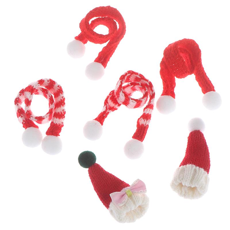 1:6 1:12 Dollhouse Miniature Christmas Hat Scarf Dollhouse Accessories Xmas Gift