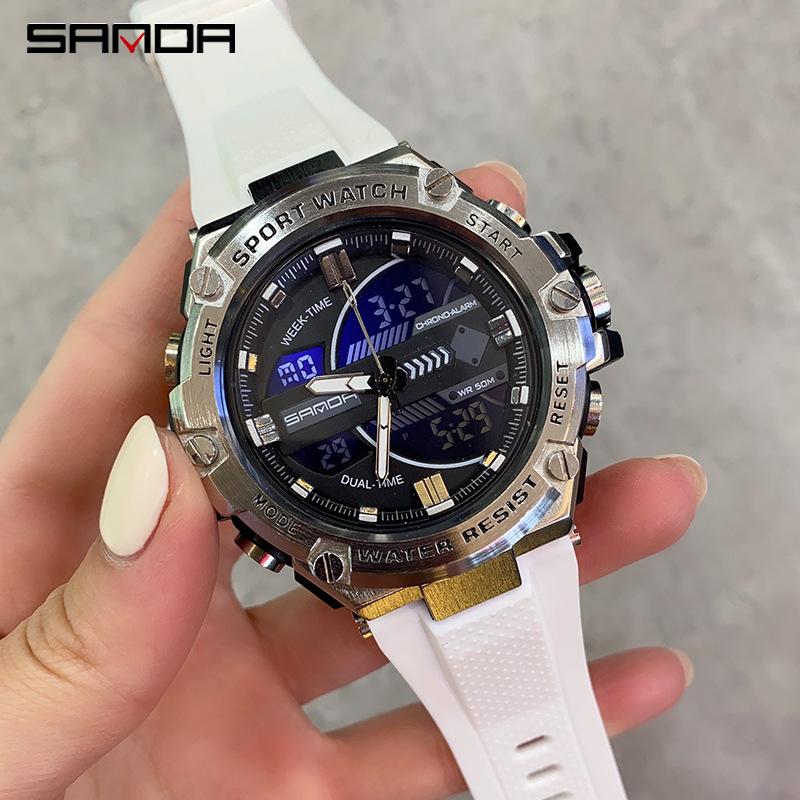 SANDA Новые электронные мужские часы, модный тренд, светящийся водонепроницаемый и противоударный будильник для занятий спортом на открытом воздухе