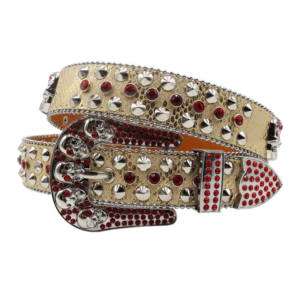 Дизайн Череп Инкрустация Бриллиантами Ремень Высококачественная Пряжка-штифт Полный Бриллиантами Пайетки Хип-хоп Украшение Клубный Ремень Женский