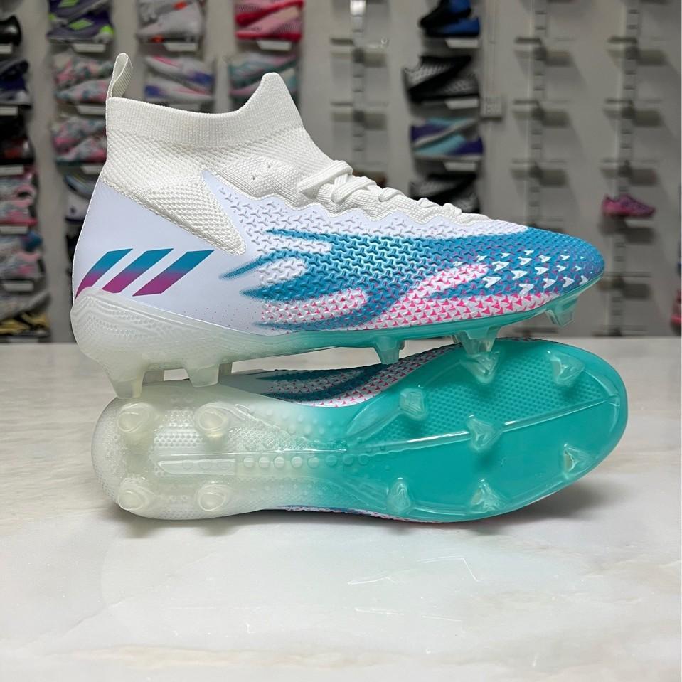 2025 новые футбольные бесшовные футбольные бутсы с верхом из летучего трикотажа, мужские и женские высокие, с длинными шипами, для сломанных ногтей, для искусственной травы, спортивные бутсы