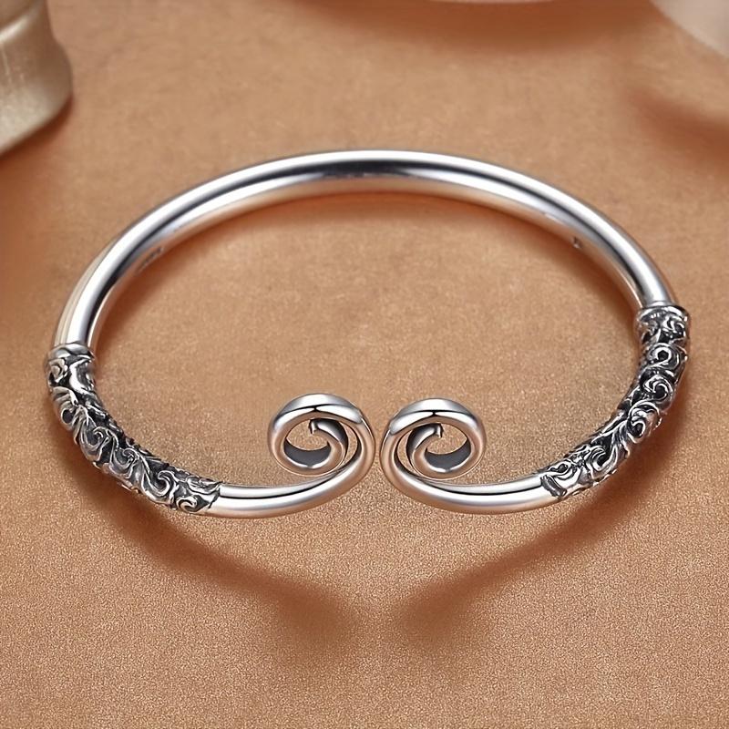 Vintage Bohemian Style Sterling Silver Bracelet 925 Sterling Silver Exquisite Swirl Design Suitable for Daily Wear or as a Gift Durable Jewelry