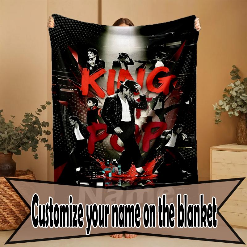 Custom Name Personalized Michael Jackson Print Blanket, Home Decor, Bedroom, Sofa, Camping, Couch, Gifts for Birthday Christmas
