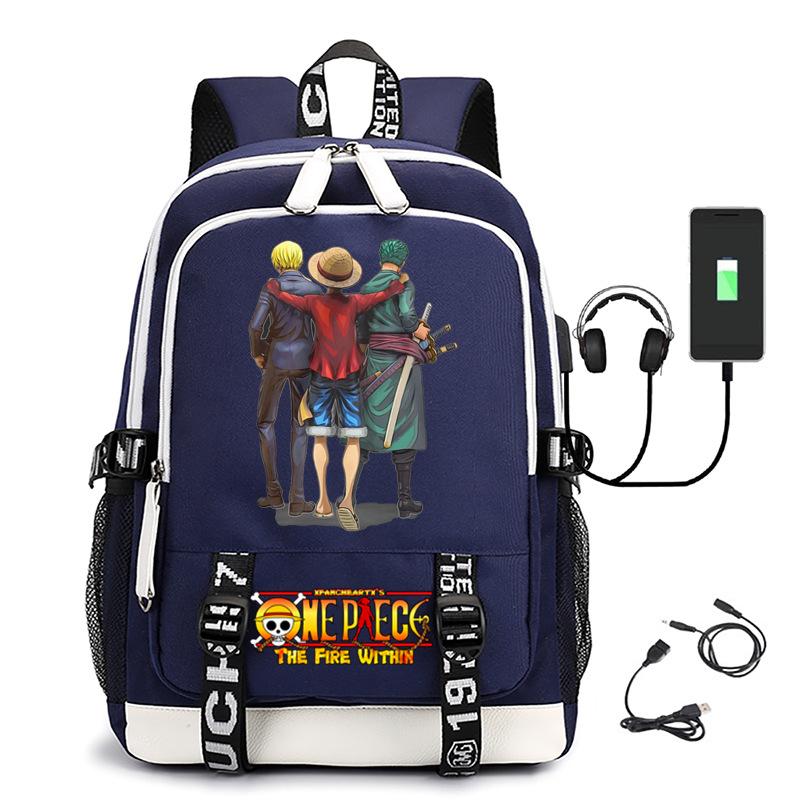 Хит продаж Рюкзак ONE PIECE Луффи с USB-зарядкой, большая вместимость