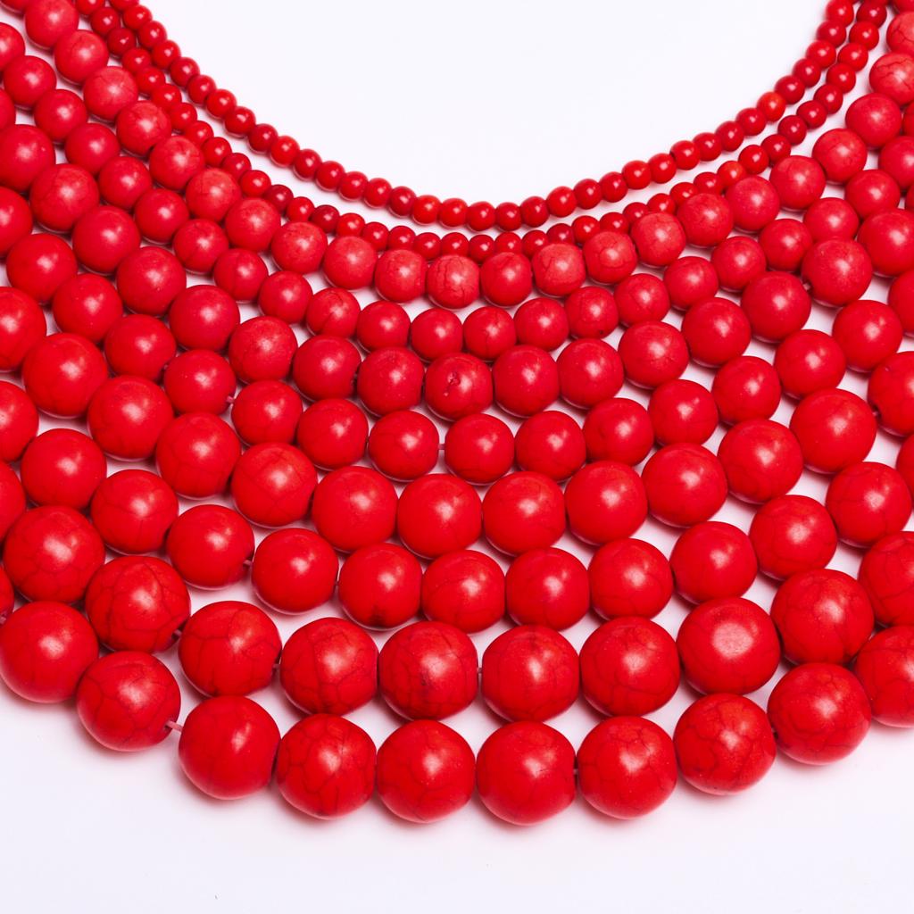Loose Beads for Necklace Bracelet DIY Beaded Material Natural Stone 15-40pcs Fashion Jewelry Making Beads 4-14mm Red Turquoise  Pendant Accessories
