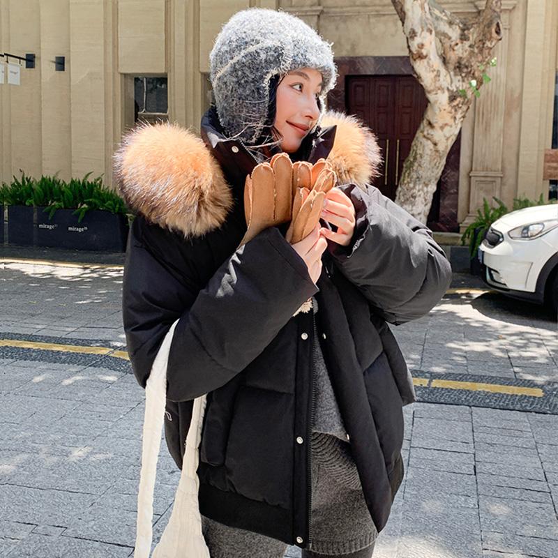 Осень-зима, утепленная теплая парка, женская повседневная милая однотонная Свободная куртка с капюшоном и большим карманом, верхняя одежда