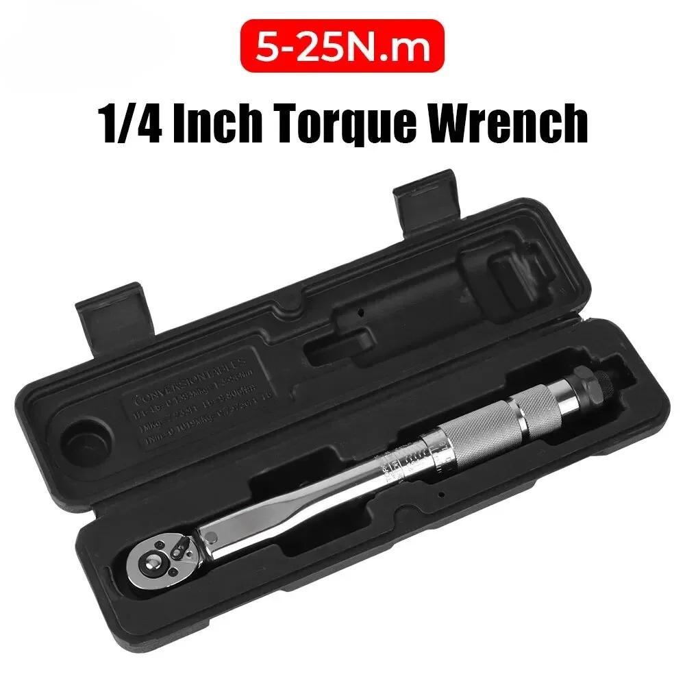 5-25N.m Micrometer Car Motorbike Disassembly Tool Professional Adjustable Torque Wrench 1/4'' Drive Spanner Hand Tool