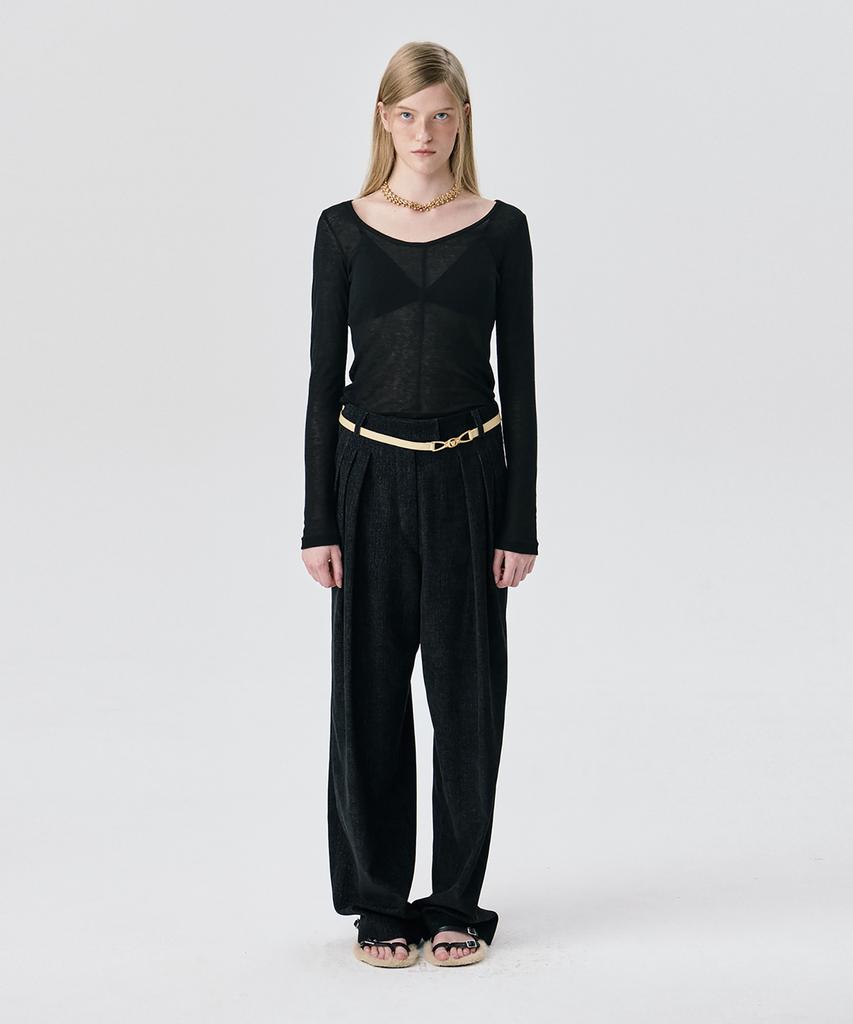 WNDERKAMMER Steady Wide Tuck Pants_Black