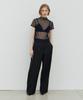 WEARIS Прозрачная сетчатая футболка с коротким рукавом_Темно-синяя
