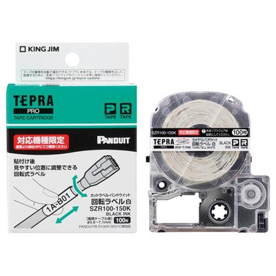 King Jim Tepra PRO Tape Cartridge Cut Rotating Label White Letters 100 Листов [Оригинал] Этикетка/Panduit (Совместимая модель только SR-R980) Этикетка/Черный