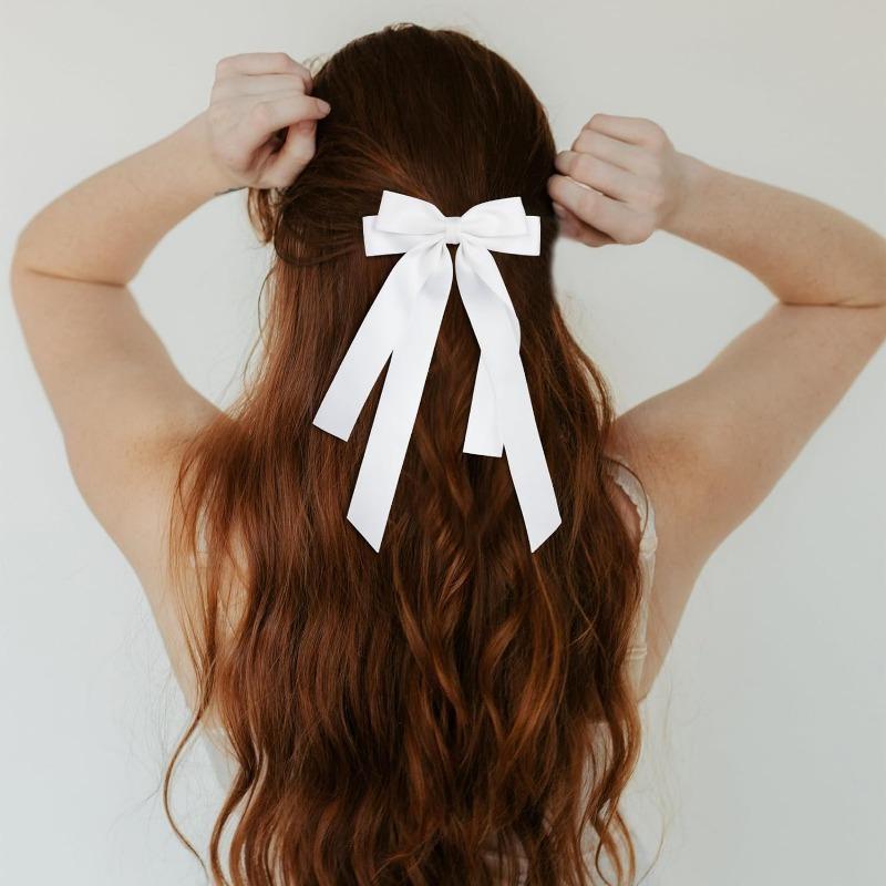 Fabric Ribbon Bow Hairpin For Women Girls Hair Clips Solid Color Bow Hair Accessories