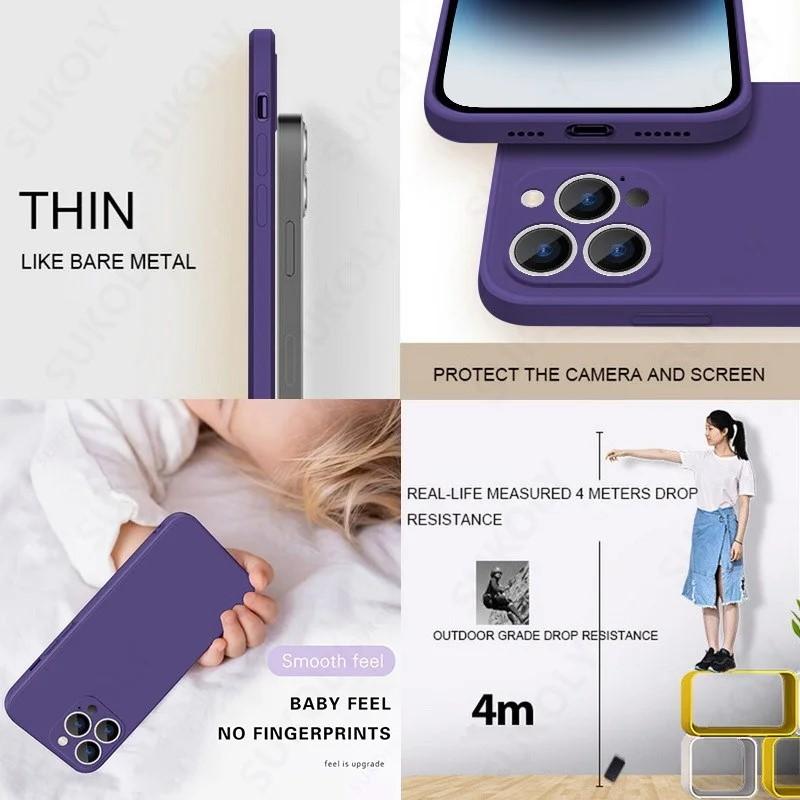 Для iPhone 16 14 15 Pro Max Чехол Роскошный Оригинальный Силиконовый Полная Защита Мягкий ТПУ Чехол Для iPhone 11 12 13 16 Pro Чехлы для Телефона